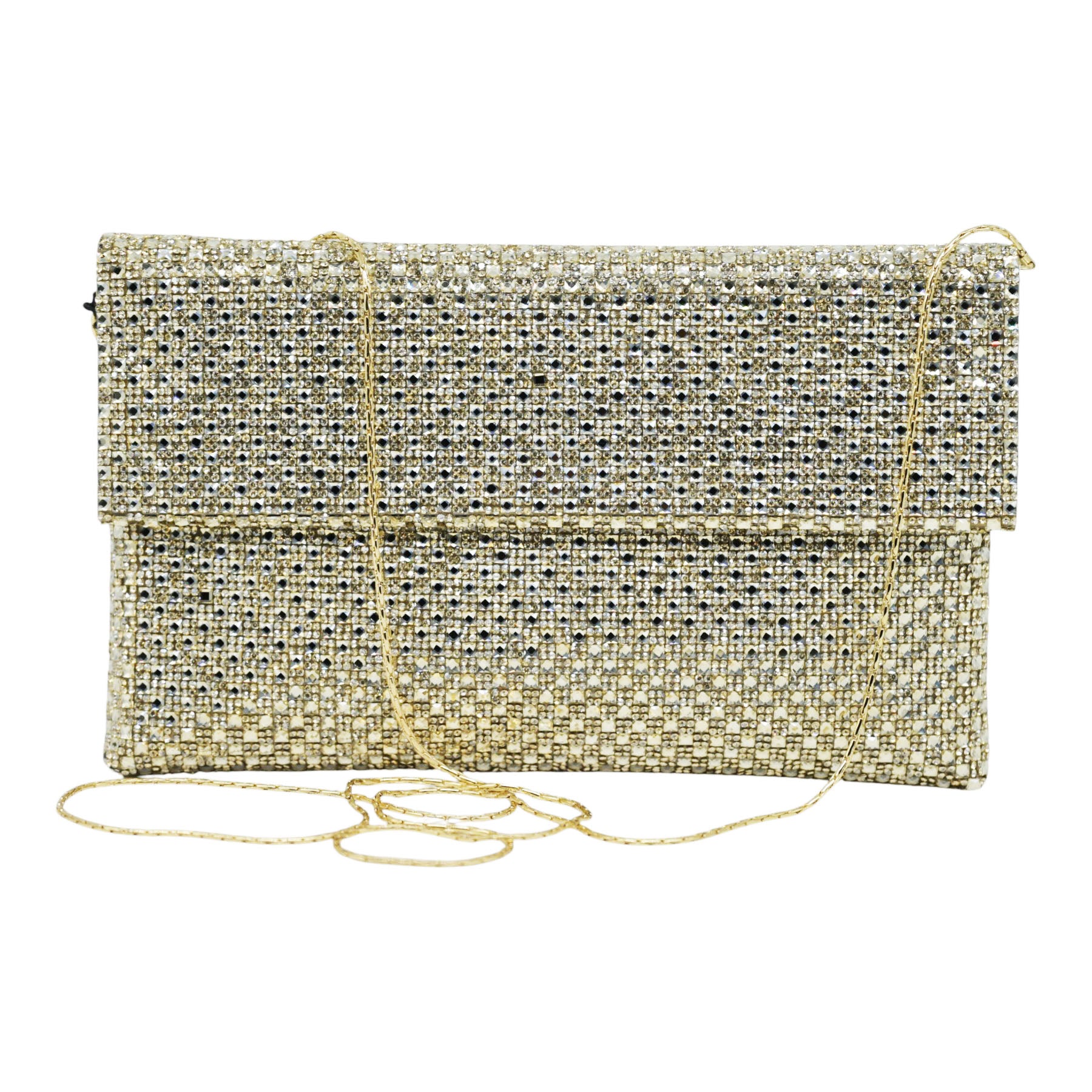 Twenty Fourhaitch Morna Τσάντα Φάκελος με Στρας - Χρυσή