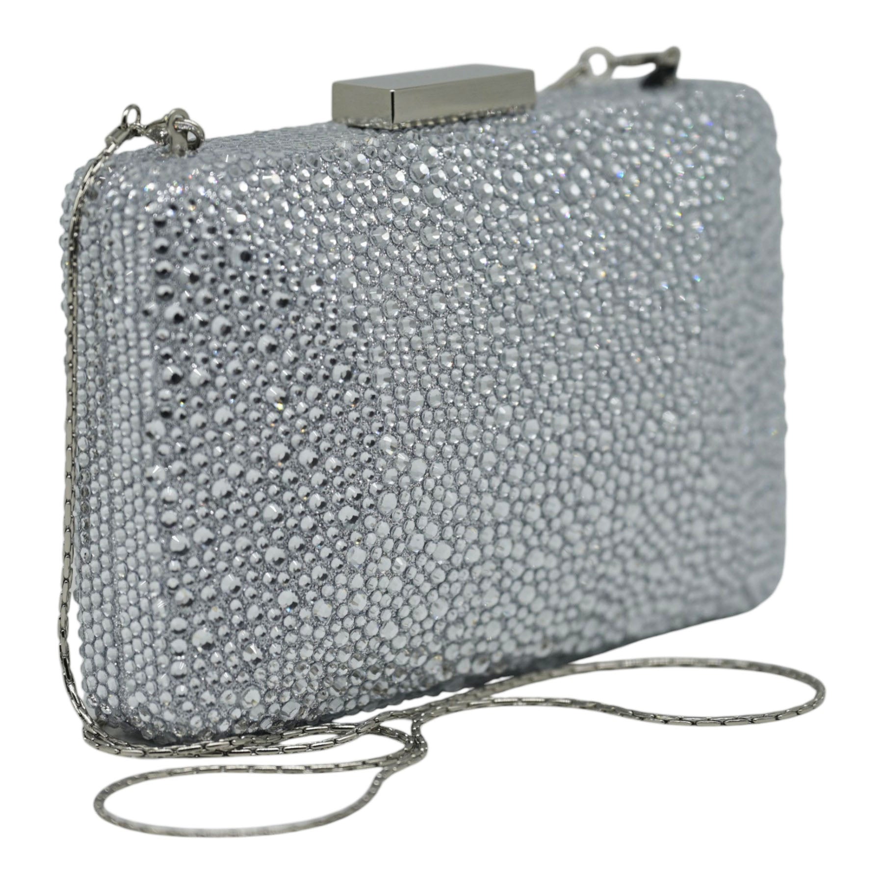 Twenty Fourhaitch Niger Τσάντα Clutch με Πέτρες - Ασημί