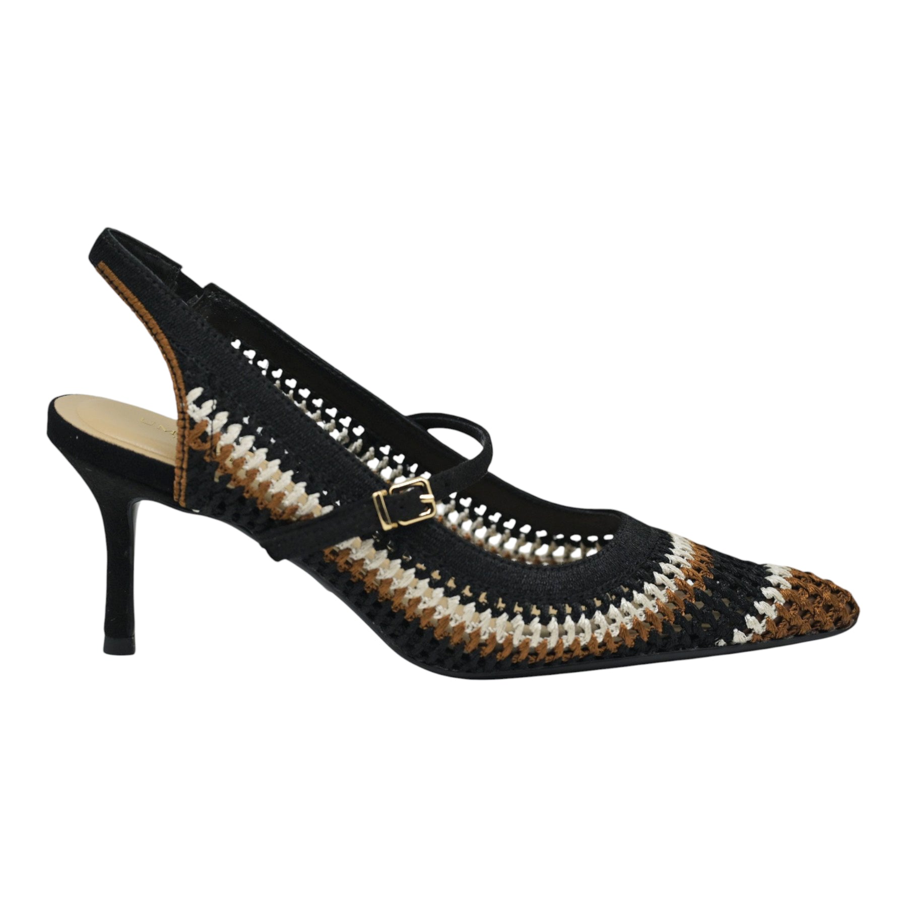 Uma Parker 539 Γόβες Slingback Πλεκτές - Μαύρο με Μπεζ