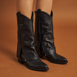 Unisa Guria Μπότες Flap Cowboy - Μαύρο Δέρμα