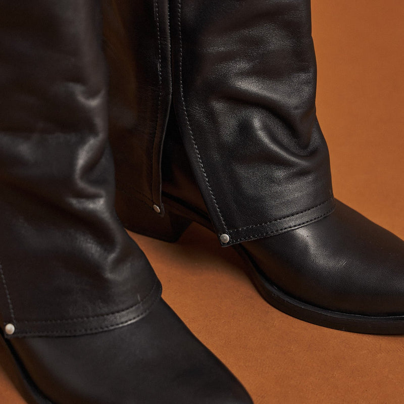 Unisa Guria Μπότες Flap Cowboy - Μαύρο Δέρμα