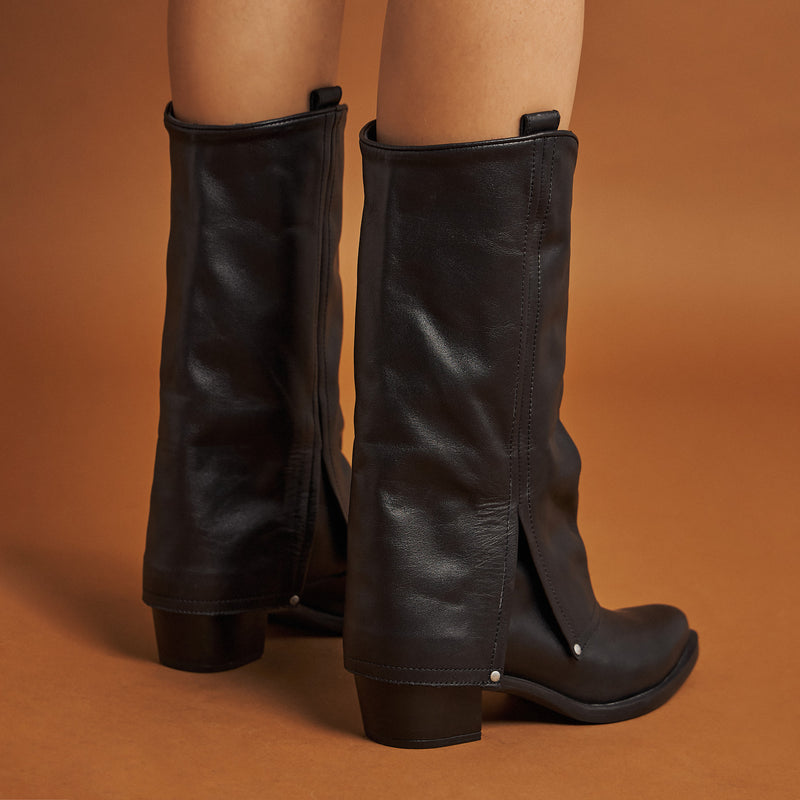 Unisa Guria Μπότες Flap Cowboy - Μαύρο Δέρμα