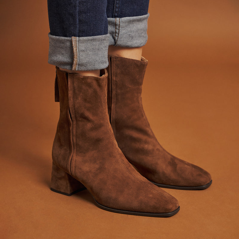 Unisa Lucas Κλασικά Μποτάκια με Τακούνι - Ταμπά Καστόρ