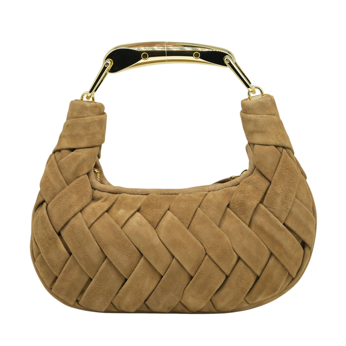ViaMailBag Cozy Τσάντα Χειρός Πλεκτή - Κάμελ Σουέντ