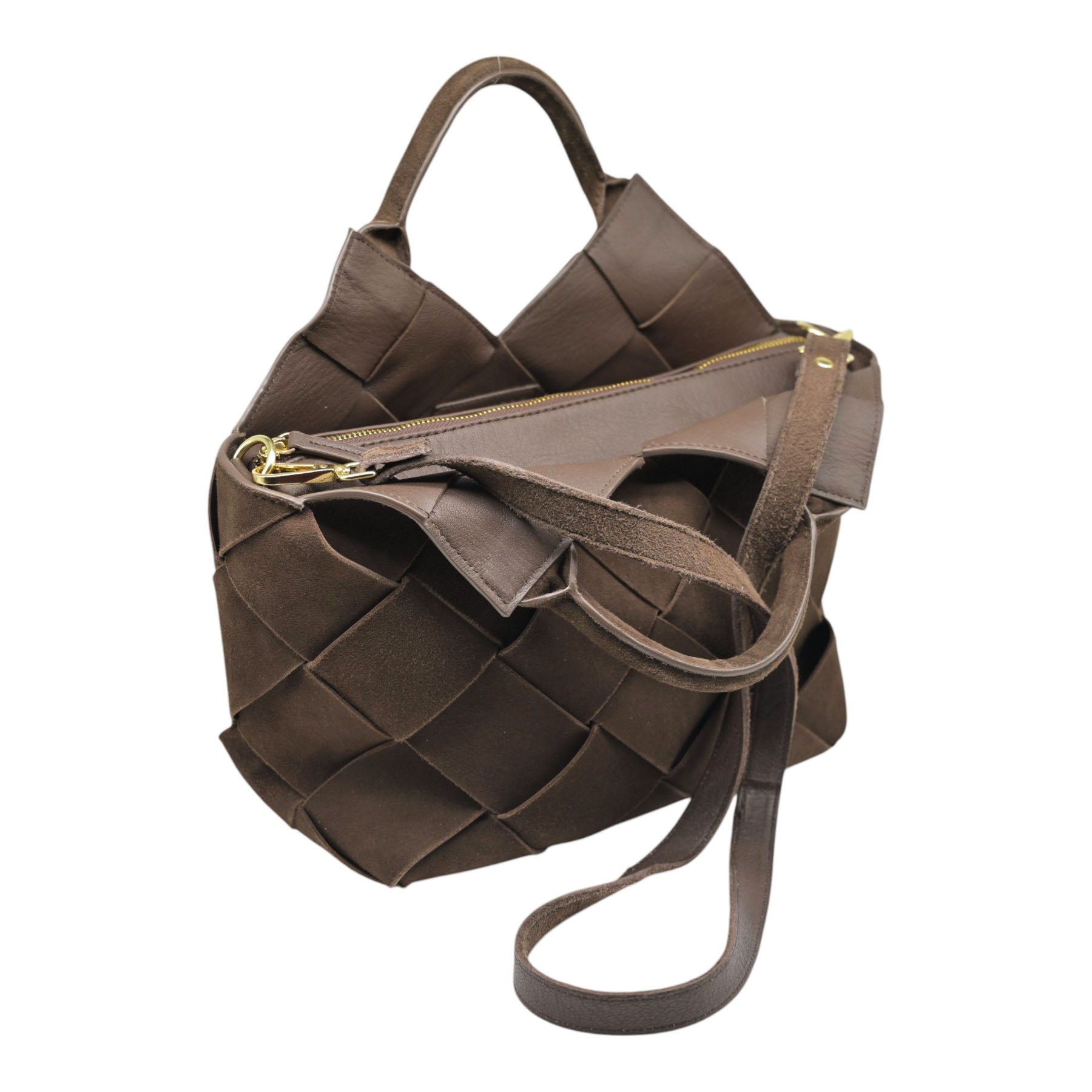 ViaMailBag Benny Τσάντα Χειρός Πλεκτή - Καφέ Σουέντ