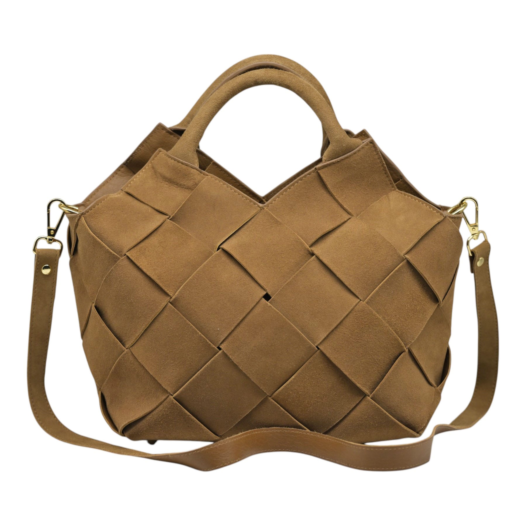 ViaMailBag Benny Τσάντα Χειρός Πλεκτή - Κάμελ Σουέντ