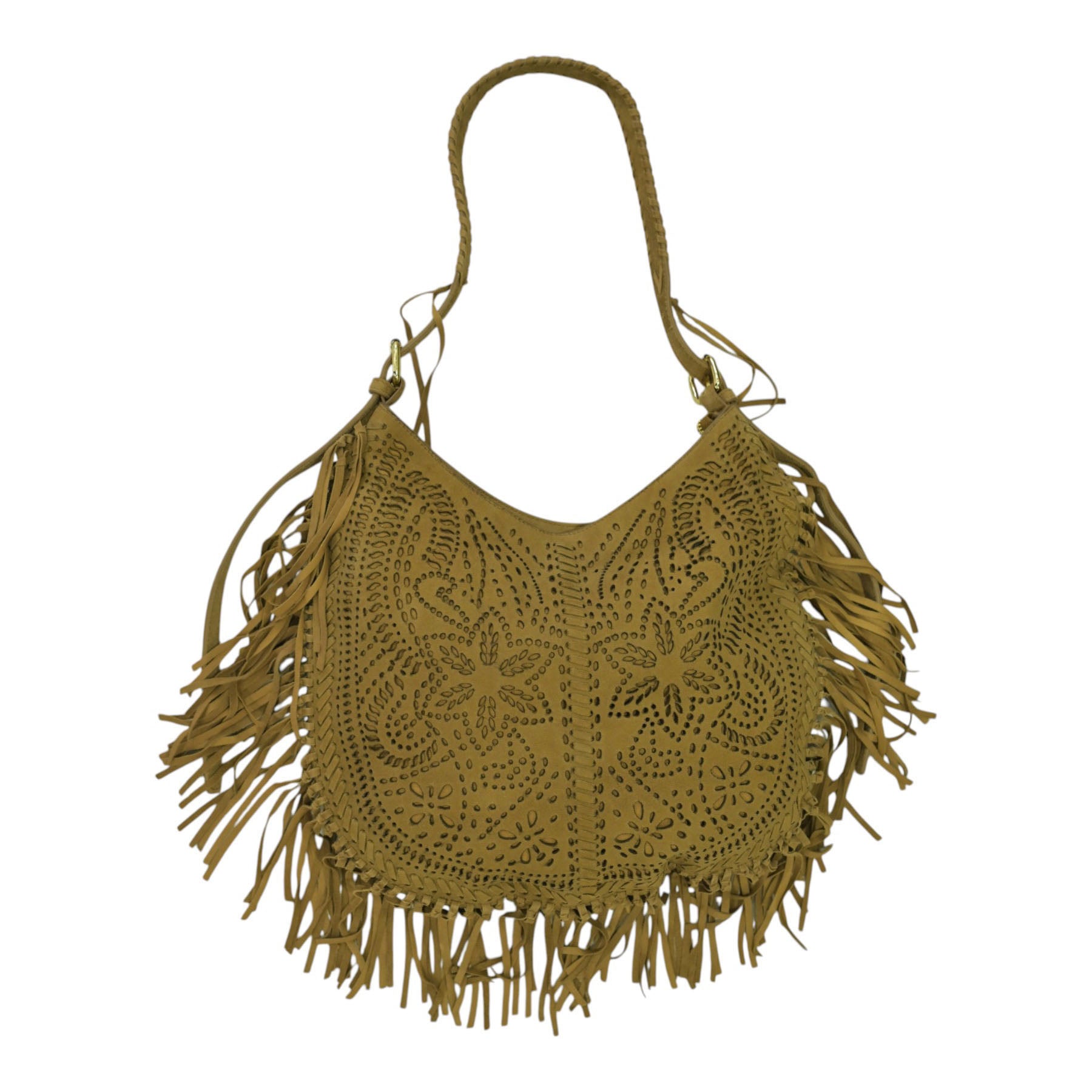 ViaMailBag Nadine Τσάντα Ώμου με Κρόσσια - Κάμελ Σουέντ
