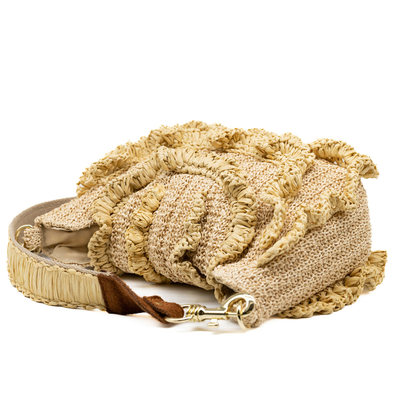 ViaMailBag Τσάντα Raffia με Ψάθινο Crochet - Μπεζ