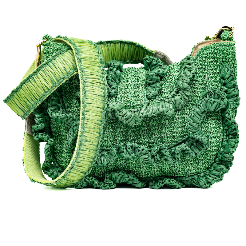ViaMailBag Τσάντα Raffia με Ψάθινο Crochet - Πράσινη