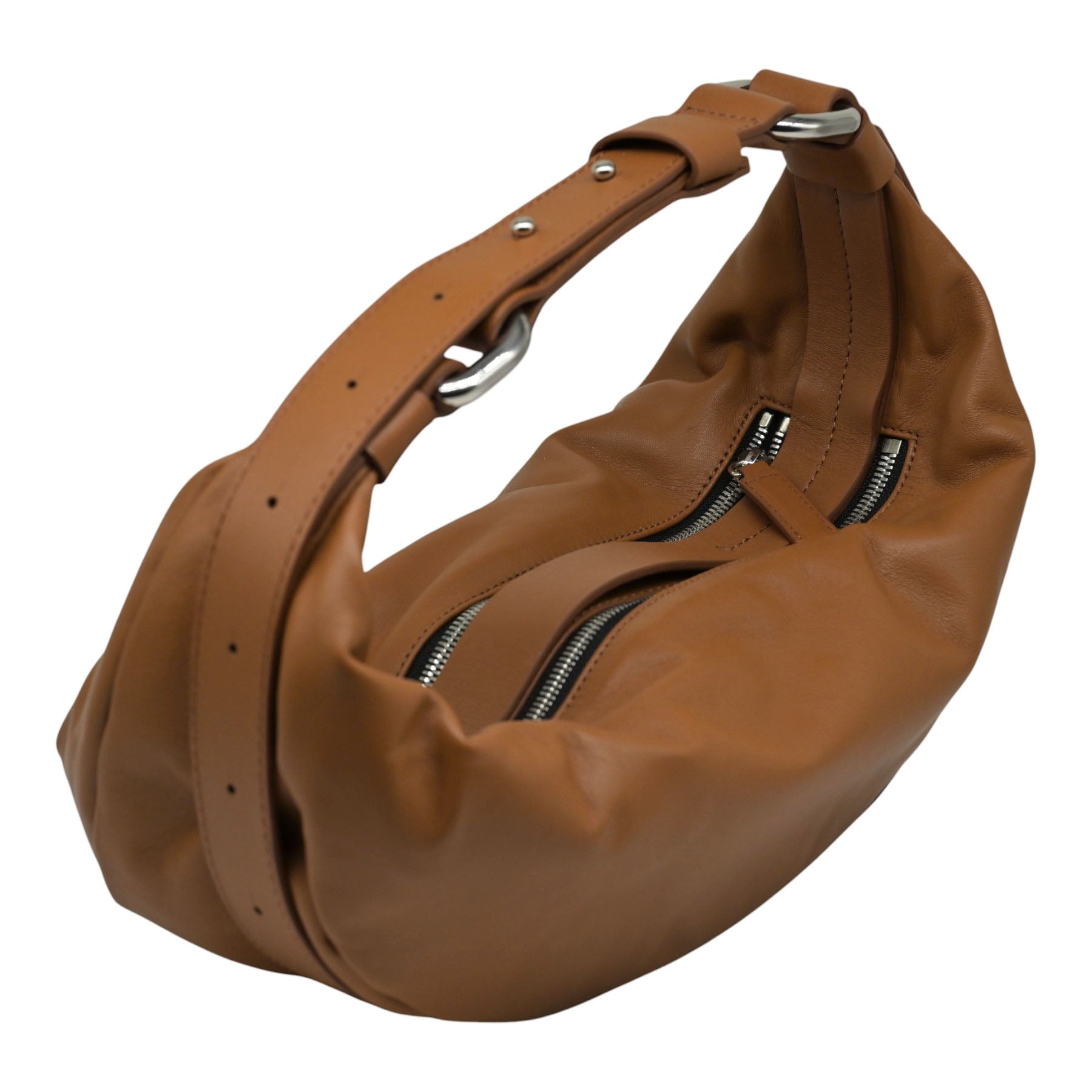 Vic Matie T626 Τσάντα Hobo με Διπλό Φερμουάρ - Tobacco