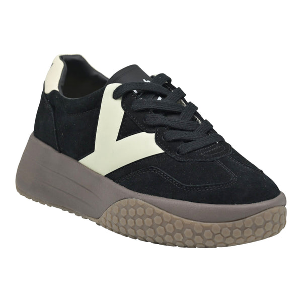 Keh Noo 9767 Vintage Sneakers Δίπατα - Μαύρο με Άσπρο