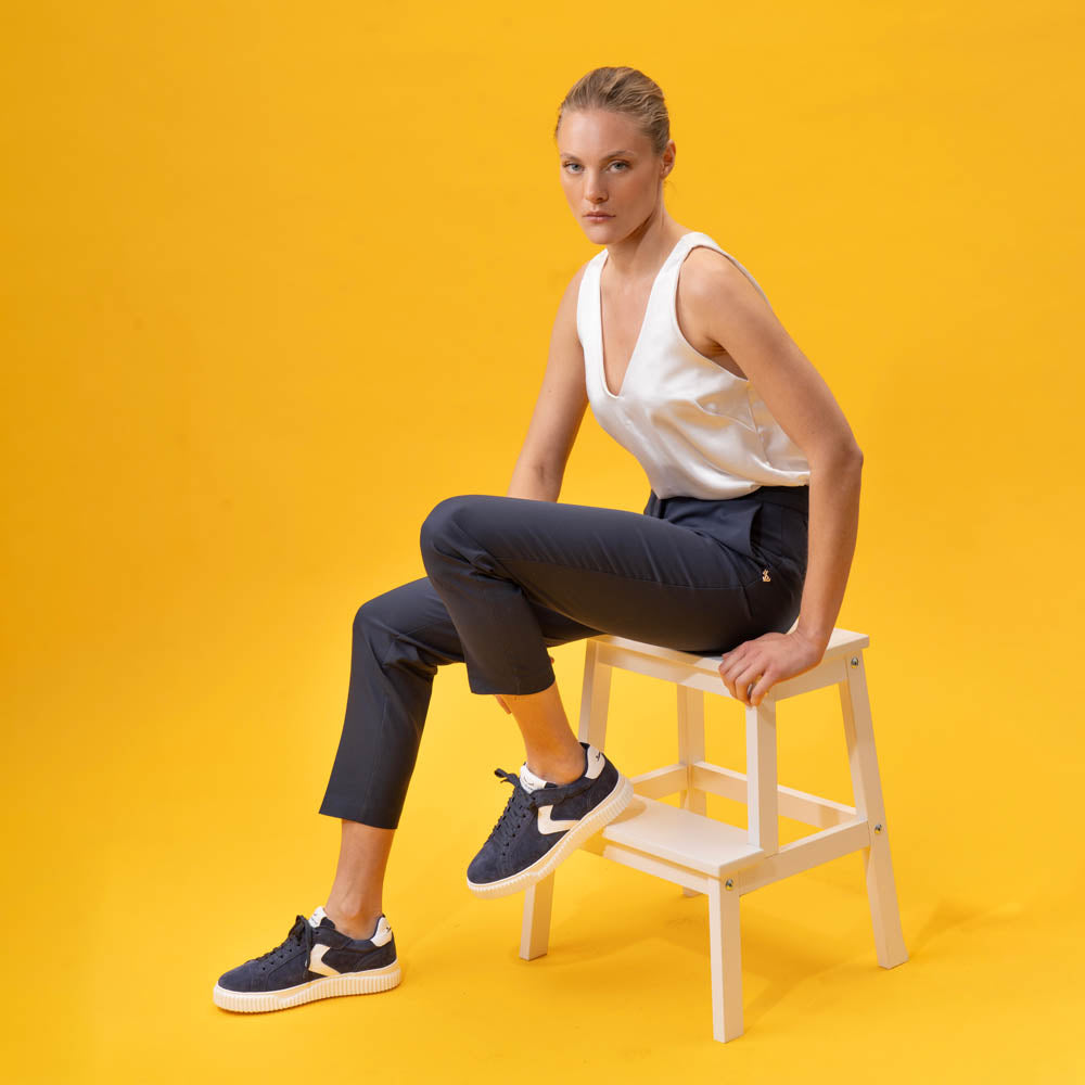 Voile Blanche 7542 Sneakers με Ανάγλυφη Σόλα - Μπλέ Σουέντ