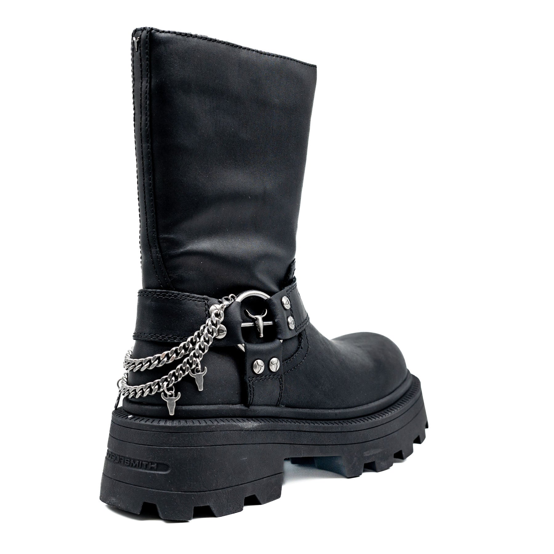 Windsor Smith Thrilling Μπότες 3/4 Biker με Αλυσίδες - Μαύρες