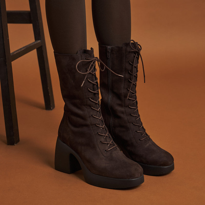 Wonders 4904 Μπότες Lace Up με Τακούνι - Testa Καστόρ