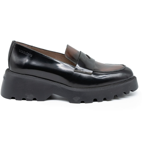 Wonders 7202 Κλασικά Loafers - Καφέ με Μαύρο