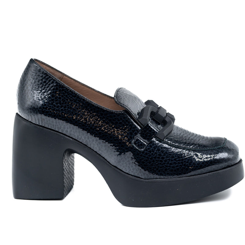 Wonders 4941 Loafers με Αλυσίδα και Φιάπα - Μαύρο Λουστρίν