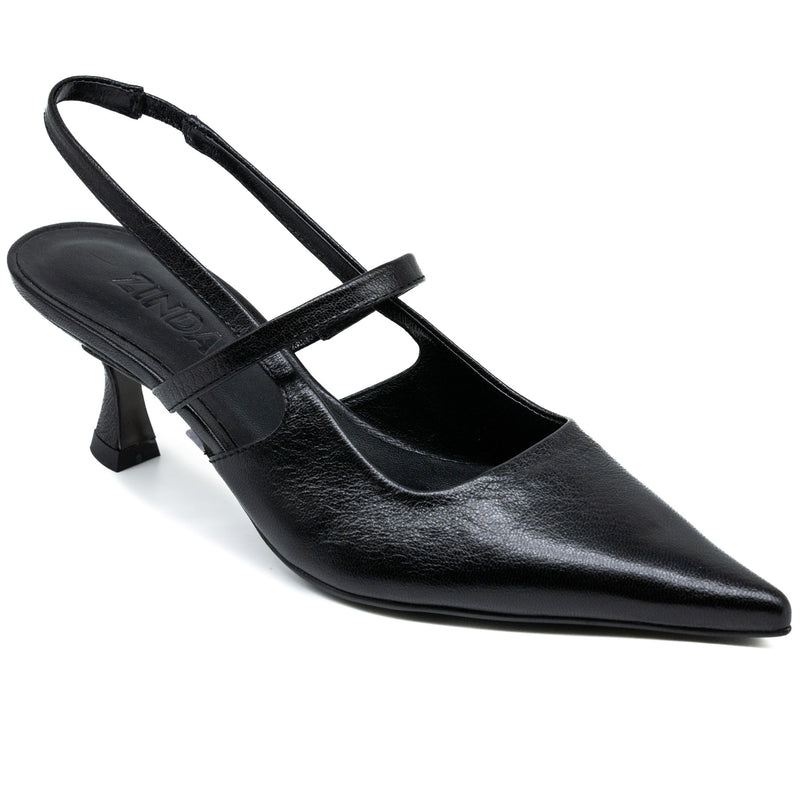 Zinda 2857 Slingback Μυτερές Γόβες - Μαύρες