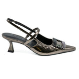 Zinda 2858 Slingback Μυτερές Γόβες με Στρασένια Τόκα - Pewter