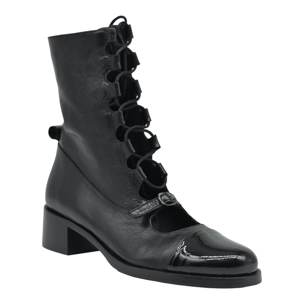 Zinda 2869 Μποτάκια Lace Up με Χαμηλό Τακούνι - Μαύρα