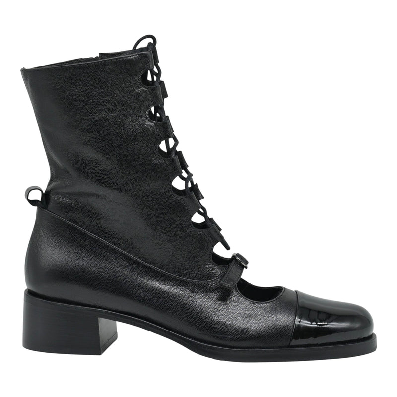 Zinda 2869 Μποτάκια Lace Up με Χαμηλό Τακούνι - Μαύρα