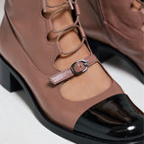 Zinda 2869 Μποτάκια Lace Up με Χαμηλό Τακούνι - Rose Indien