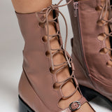 Zinda 2869 Μποτάκια Lace Up με Χαμηλό Τακούνι - Rose Indien