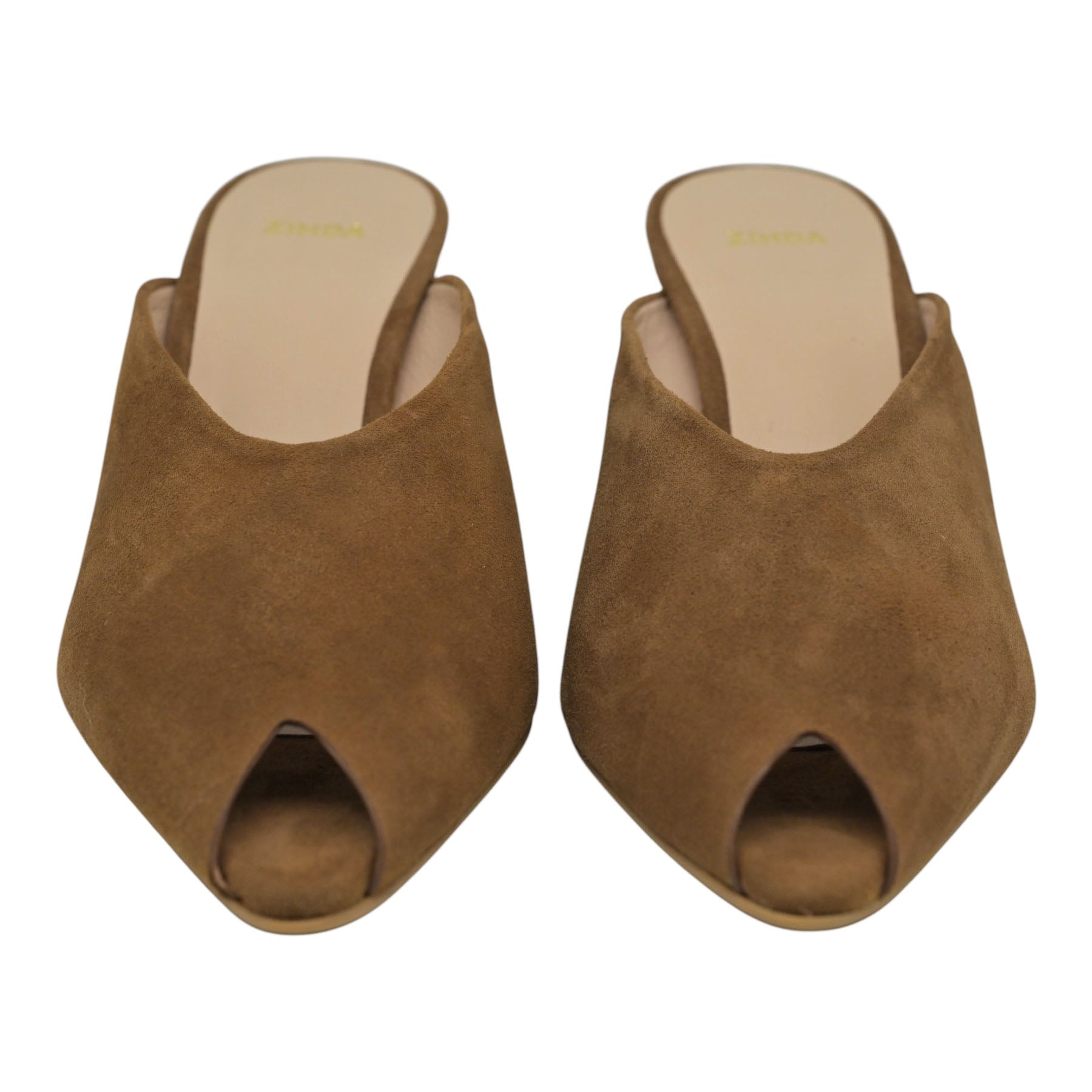 Zinda 3417 Mules Peep Toe με Πλατφόρμα - Marron Σουέντ