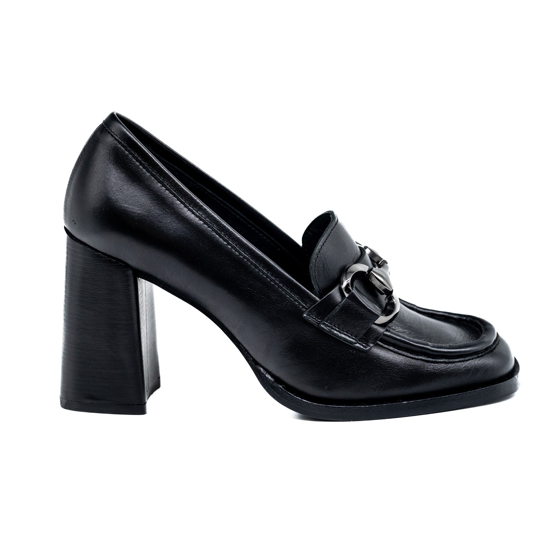 Zinda 2539 Γόβες Loafers με Χοντρό Τακούνι και Αγκράφα - Μαύρες