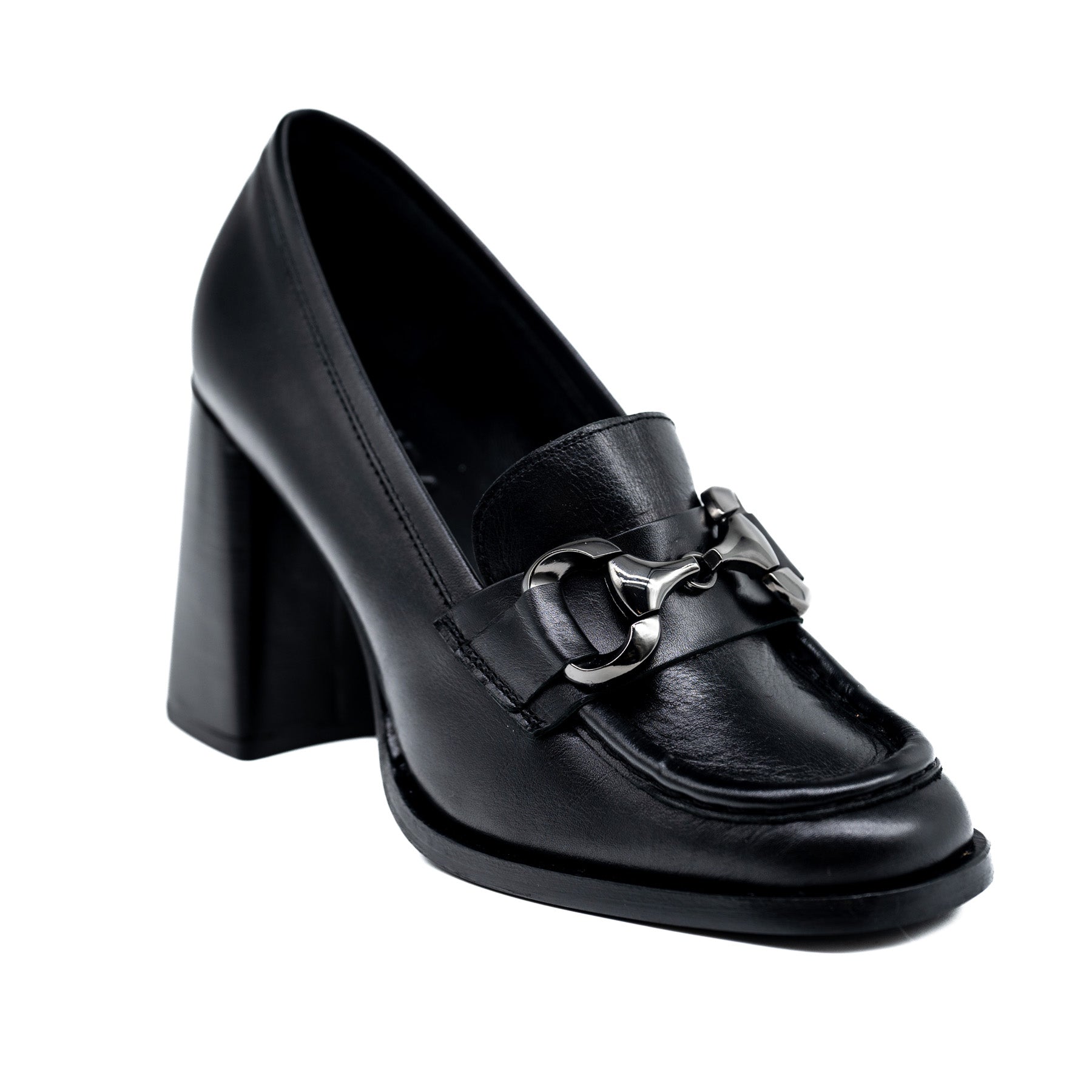 Zinda 2539 Γόβες Loafers με Χοντρό Τακούνι και Αγκράφα - Μαύρες