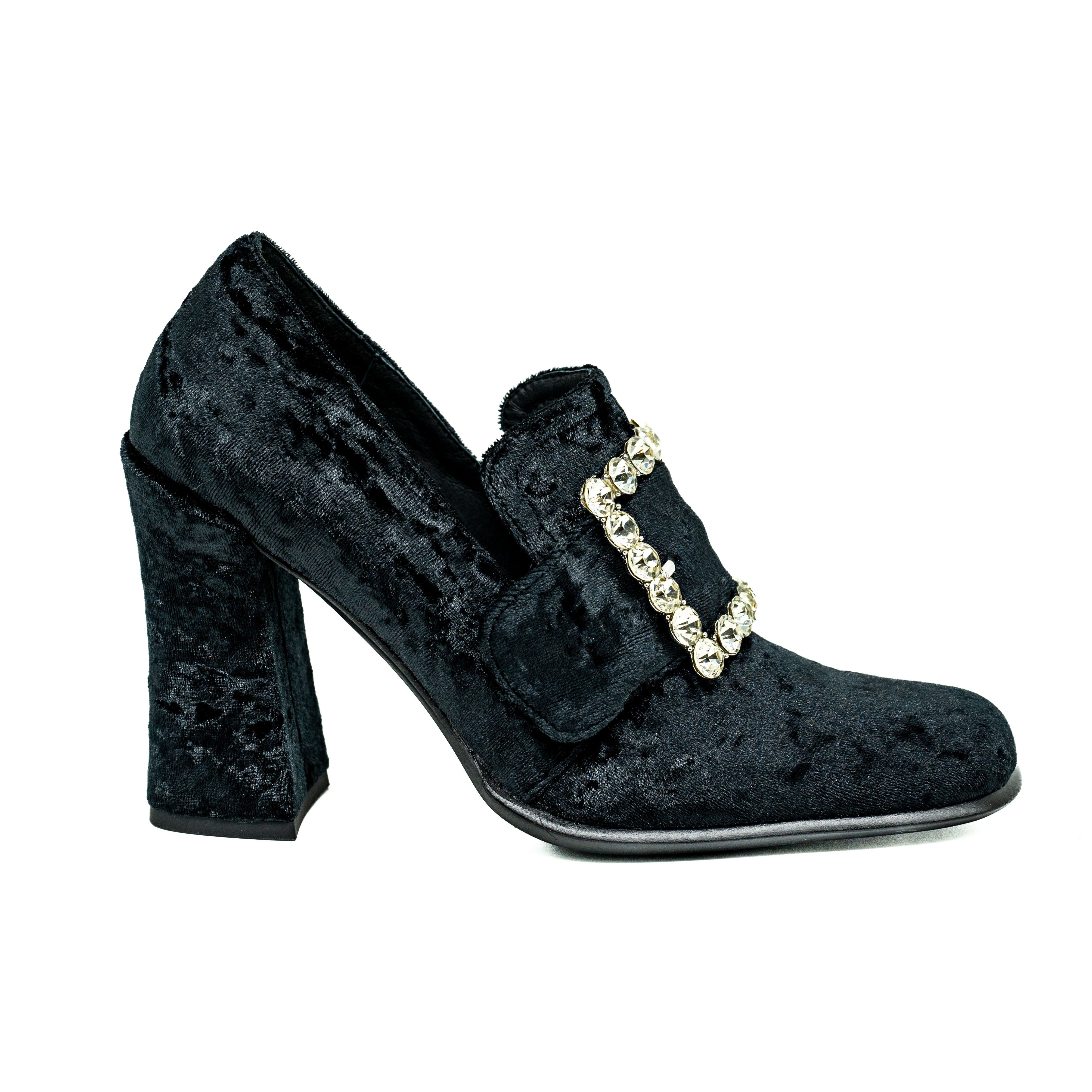 Jeffrey Campbell Μοκασίνια Βελούδο με Αγκράφα - Μαύρα