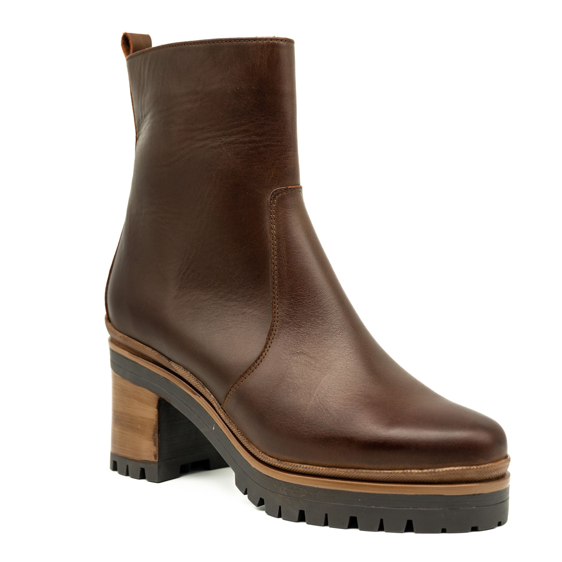 Mourtzi Μποτάκια Chunky με Τακούνι - Καφέ