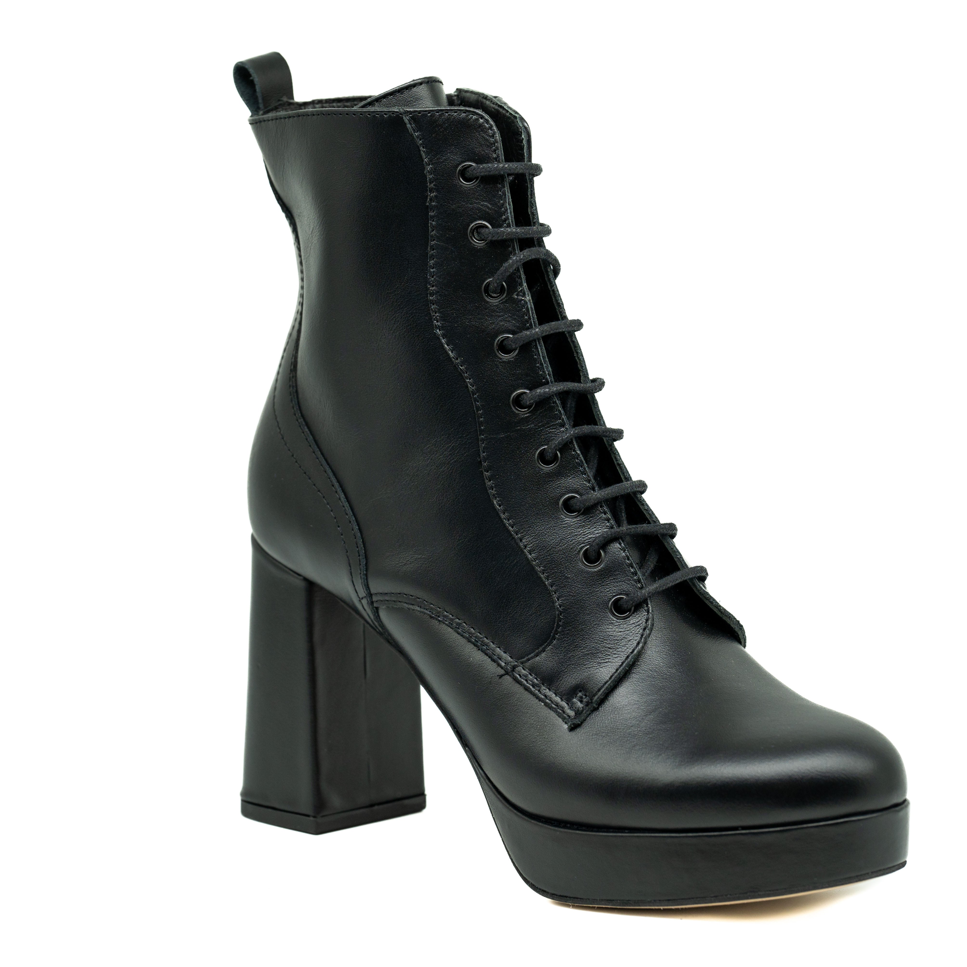 Mourtzi Μποτάκια με Τακούνι και Κορδόνια - Μαύρα