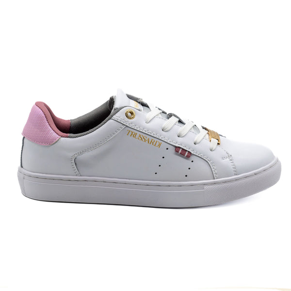 Trussardi Sneakers με Χρυσές Λεπτομέρειες - Άσπρα/Ροζ