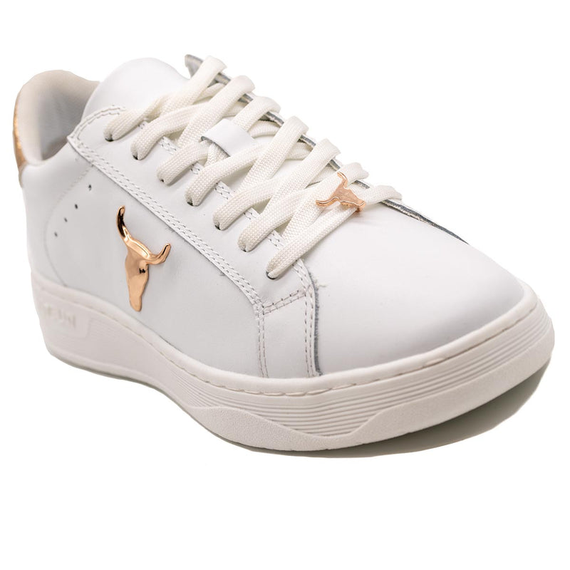 Sneakers με Χρυσές Λεπτομέρειες - Λευκό Δέρμα