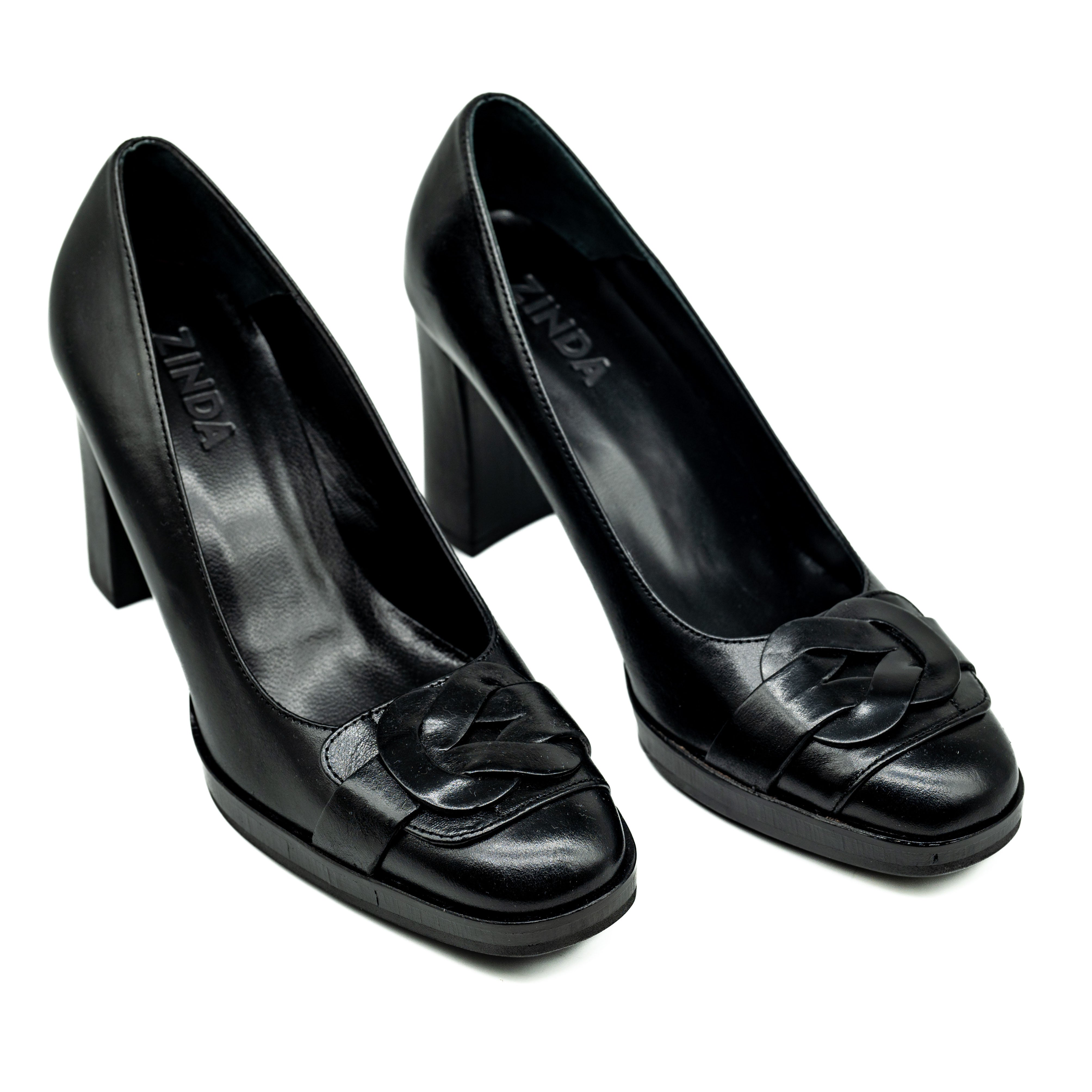 Zinda Γόβες με Φιάπα και Πλέξη  -  Μαύρες